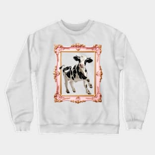 Whimsical Cow in Frame: Quirky Art Crewneck Sweatshirt